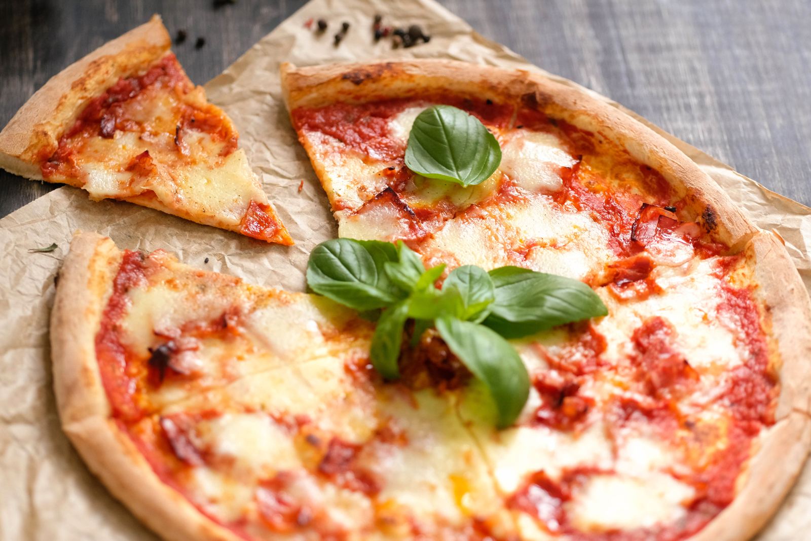 Margherita pizza with fresh basil